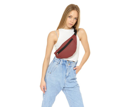 Женская поясная сумка бананка  Sambag Soho BSH бордо