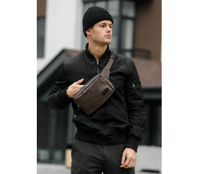 Чоловіча сумка бананка Sambag Harvi коричневий нубук