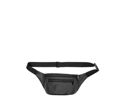 Шкіряна сумка на пояс бананка Sambag Tirso Max  чорна шкіра
