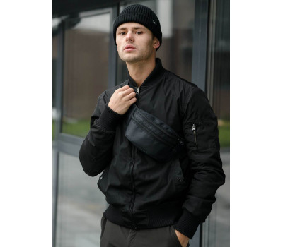 Чоловіча сумка на пояс бананка Sambag Tirso чорна тканева