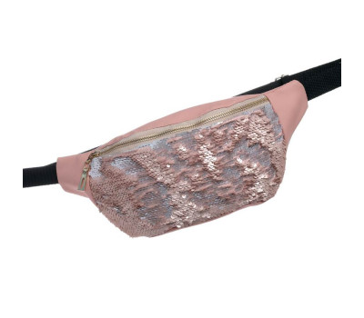 Сумка на пояс бананка з паєтками Sambag Tirso MSO пудра