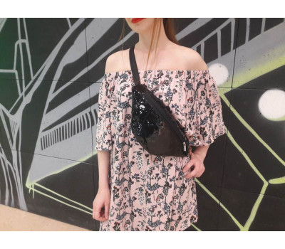 Женская поясная сумка бананка  Sambag Soho BSH черная