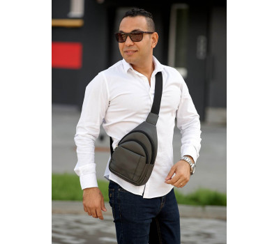 Чоловіча сумка слінг через плече  Sambag Brooklyn графітова