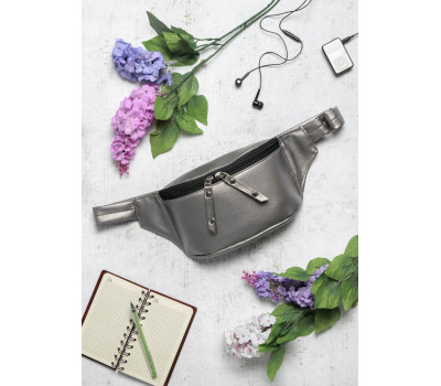 Поясная сумка бананка Sambag Tirso  MTH металик с кожаным ремнем