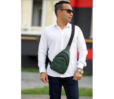 Чоловіча сумка слінг через плече  Sambag Brooklyn зелена