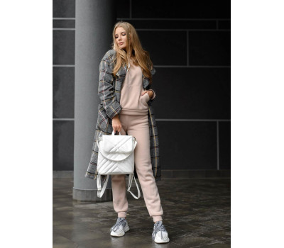 Жіночий рюкзак-сумка Sambag Loft строчений білий