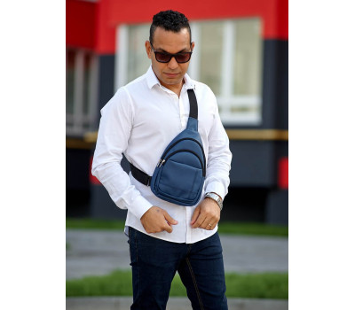 Чоловіча сумка слінг через плече Sambag Brooklyn темно-синя