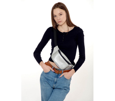 Жіноча сумка на пояс бананка Sambag Tirso  MST срібна