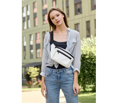 Женская поясная сумка бананка Sambag Tirso Max белая