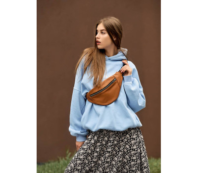 Женская поясная сумка бананка  Sambag Soho BSS натуральная рыжая кожа