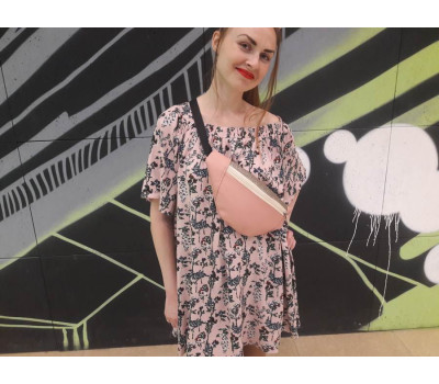 Женская Поясная сумка бананка  Sambag Soho BSO пудра