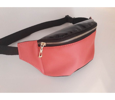Сумка на пояс бананка Sambag Tirso  MSG рожевий з чорним лаком