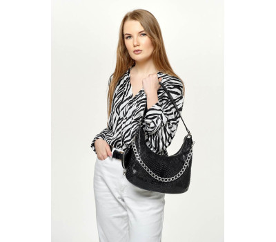 Женская сумка лодочка Sambag принт крокодила