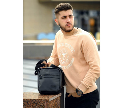 Чоловіча сумка месенджер з екошкіри Sambag Makros чорна