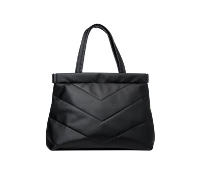 Женская большая сумка Sambag Шоппер строченая черная