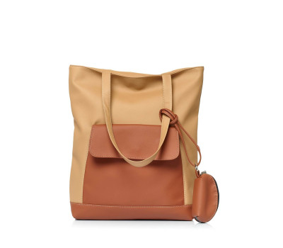 Жіноча сумка Sambag Shopper бежева з клапаном