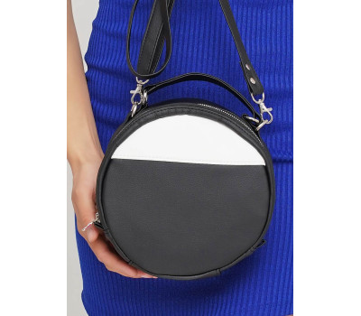 Жіноча кругла сумка Sambag Bale чорна з білим