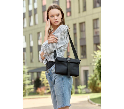 Жіноча сумка через плече мессенджер Sambag Dalas чорна тканева