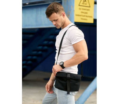 Чоловіча  сумка через плече мессенджер Sambag Dalas чорна тканева