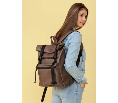 Жіночий рюкзак ролл Sambag RollTop Zard коричневий нубук