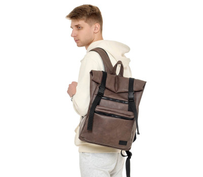 Чоловічий рюкзак ролл Sambag RollTop Zard коричневий нубук