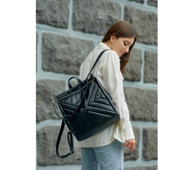 Женский рюкзак-сумка Sambag Trinity строченный black