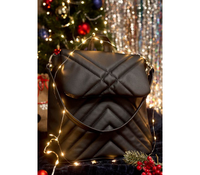 Жіночий рюкзак-сумка Sambag Loft строчений чорний