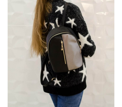 Жіночий рюкзак малий Sambag Mane MQG комбінація чорного з металіком