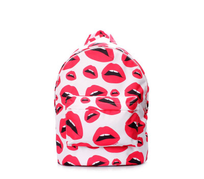 Жіночий рюкзак з принтом " губи "(backpack-lips-white)