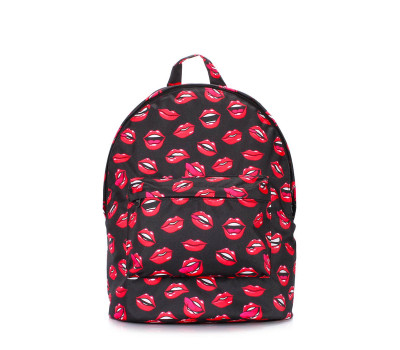 Жіночий рюкзак з принтом " губи "(backpack-lips-black)
