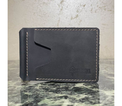 Шкіряний зажим для грошей чорний RA-hold-001 TARWA