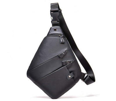 Шкіряна нагрудна сумка слінг чоловіча чорна bx7360A Bexhill