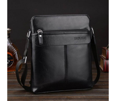 Стильний шкіряний месенджер BARNOROO в чорному кольорі