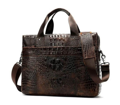 Шкіряна сумка під крокодила чоловіча для документів ноутбука bx4719