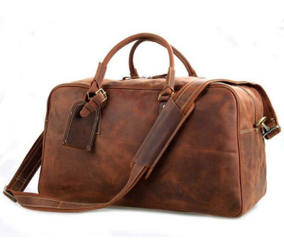 Велика зручна шкіряна дорожня сумка, англійський стиль, матова 7156LR