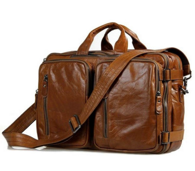 Шкіряна сумка трансформер: рюкзак, бриф, сумка 7014B