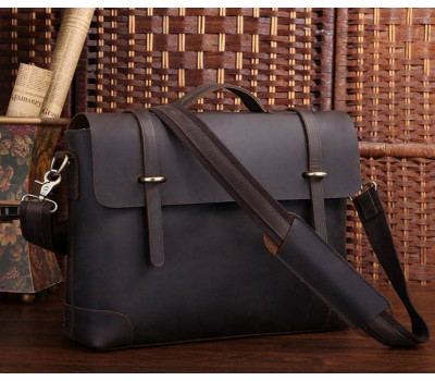 Чоловік шкіряний портфель, сумка, ретро-стиль, матова темна 7082R-1