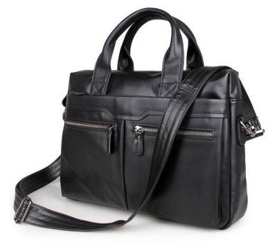 Шкіряна сумка чорна чоловіча 7122A (месенджер, портфель)