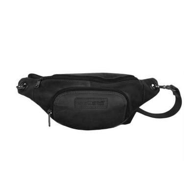 Поясная кожаная сумка черная Hill Burry HB3314