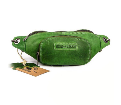 Поясна шкіряна сумка Зелена Hill Burry HB3314