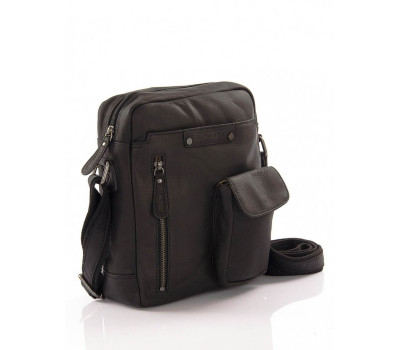 Шкіряна чоловіча сумка крос-боді, Колір Чорний, Hill&Burry HB3101