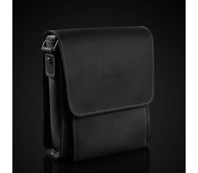 Чоловіча шкіряна на плече сумка, Колір чорний, Tiding tid3027