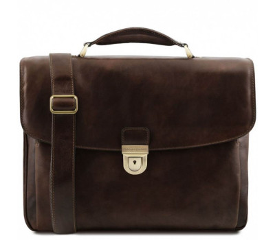 TL142067 Alessandria - кожаный мужской портфель мультифункциональный, цвет: Темно-коричневый