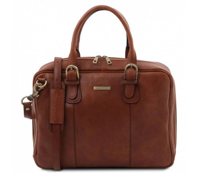 TL142080 Matera - кожаная сумка портфель с множеством отделений, цвет: Коричневый