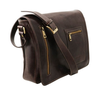 Сумка шкіряна через плече з клапаном TL141650 Tuscany темно-коричнева
