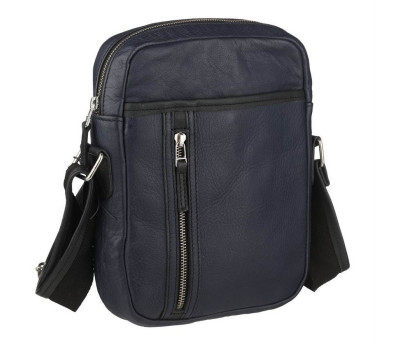Шкіряна сумка через плече синього кольору M110bu John McDee