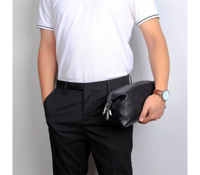 Шкіряний несесер, косметичка, органайзер чорний John McDee C014A