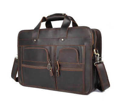 Большая сумка для ноутбука 15" 17" 19" из кожи crazy horse John McDee 7387R-1