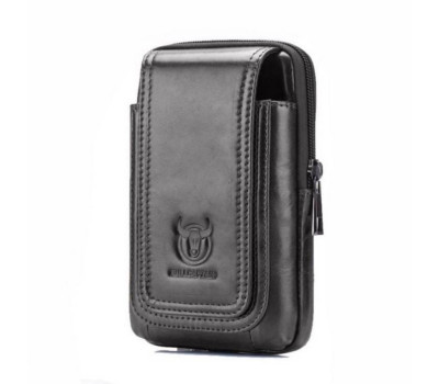 Мужская сумка-чехол на пояс Bull из натуральной кожи черного цвета YB10A