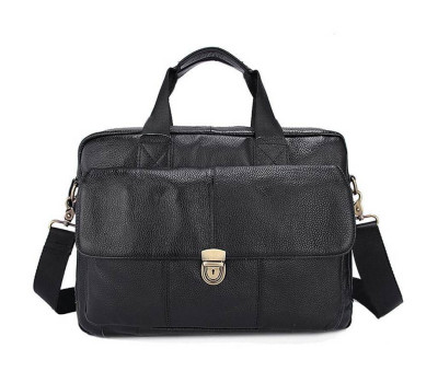 Мужская кожаная сумка для документов B10-315, черная 